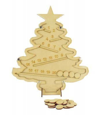 Laser Cut Helter Skelter Christmas Tree Countdown Drop Box - Plain Tokens